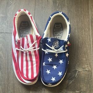 Hey Dude Red white Blue stars stripes American 4th July Independence Day shoes